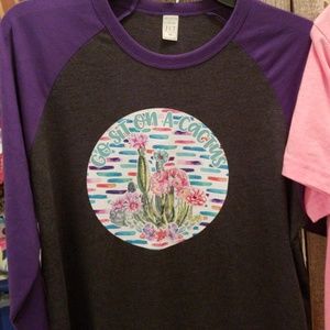 3/4 sleeve raglan go sit on a cactus